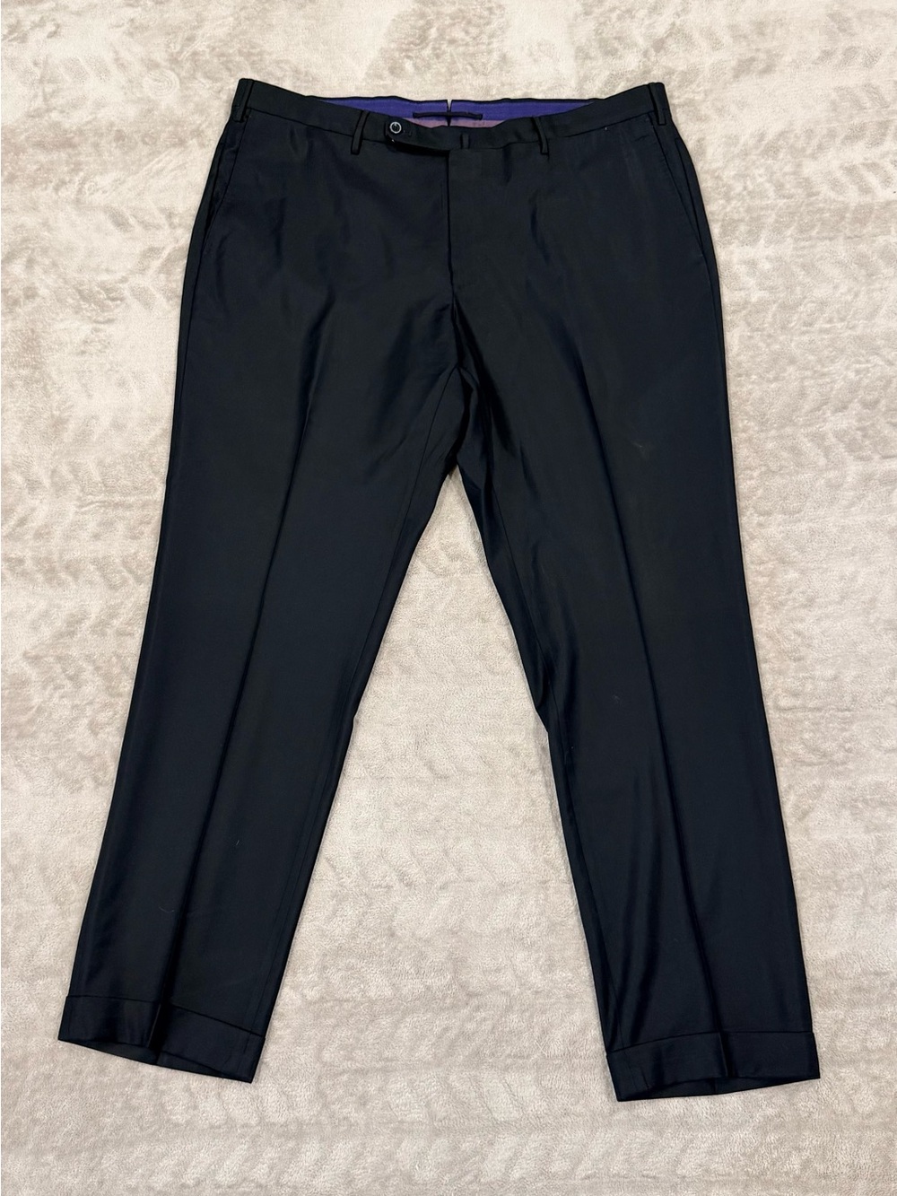 Incotex Slowear Dress Pants Mens 40 Black Wool Cuffed Trousers Classic Fit Italy